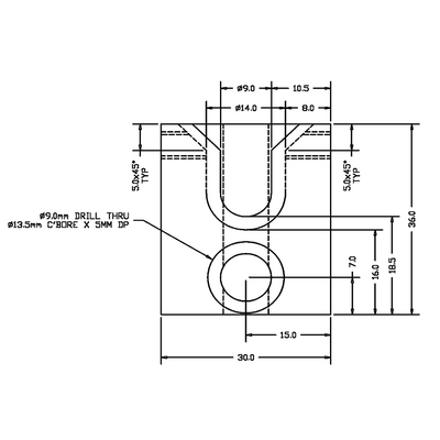 41-410-3 MODULAR SOLUTIONS GUARD CONNECTION FOR REMOVABLE PANEL 36MMX30MMX15MM WITH HARDWARE AND PIVOT PIN